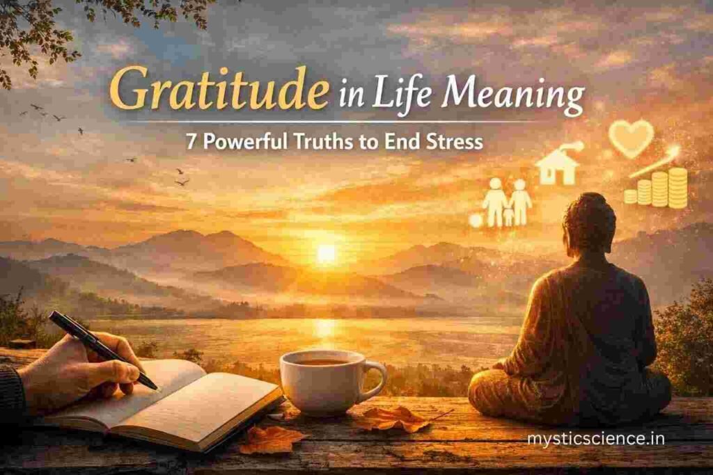 Gratitude in life meaning – peaceful meditation and thankful mindset concept