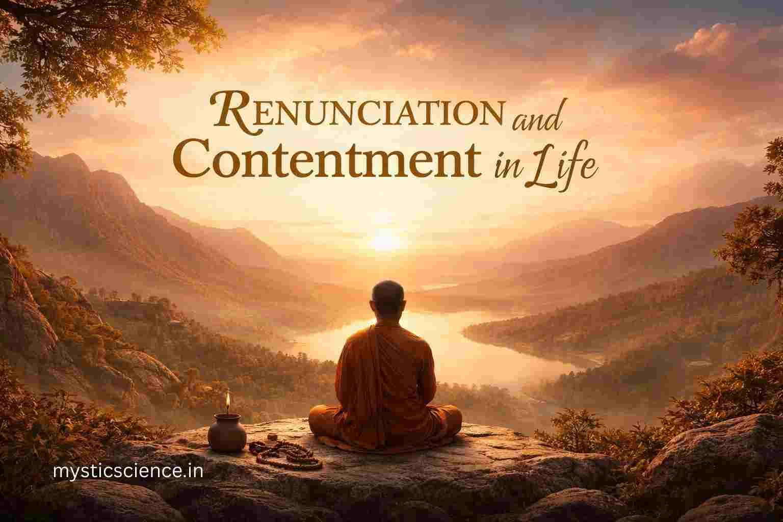 Renunciation and Contentment in Life – peaceful meditation symbolizing inner peace, detachment and simple living philosophy